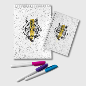 Блокнот с принтом Золотой тигр в Тюмени, 100% бумага | 48 листов, плотность листов — 60 г/м2, плотность картонной обложки — 250 г/м2. Листы скреплены удобной пружинной спиралью. Цвет линий — светло-серый
 | Тематика изображения на принте: 