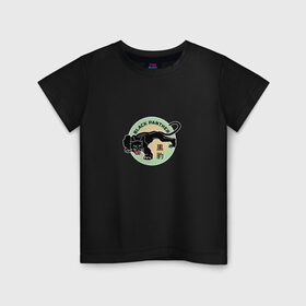 Детская футболка хлопок с принтом Черная пантера в Тюмени, 100% хлопок | круглый вырез горловины, полуприлегающий силуэт, длина до линии бедер | Тематика изображения на принте: 