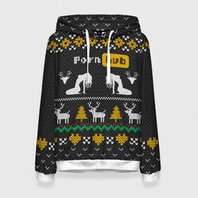 Женская толстовка 3D с принтом Pornhub свитер с оленями в Тюмени, 100% полиэстер  | двухслойный капюшон со шнурком для регулировки, мягкие манжеты на рукавах и по низу толстовки, спереди карман-кенгуру с мягким внутренним слоем. | 2021 | knit | knitted | merch | new year | sweater | ugly sweater | вязанный | вязяный | зимний | лого | логотип | мерч | новый год | олени | рождественский | рождественский свитер | рождес