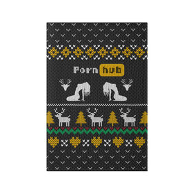 Обложка для паспорта матовая кожа с принтом Pornhub свитер с оленями в Тюмени, натуральная матовая кожа | размер 19,3 х 13,7 см; прозрачные пластиковые крепления | 2021 | knit | knitted | merch | new year | sweater | ugly sweater | вязанный | вязяный | зимний | лого | логотип | мерч | новый год | олени | рождественский | рождественский свитер | рождес