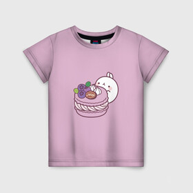 Детская футболка 3D с принтом моланг с макарон в Тюмени, 100% гипоаллергенный полиэфир | прямой крой, круглый вырез горловины, длина до линии бедер, чуть спущенное плечо, ткань немного тянется | Тематика изображения на принте: еда | макарон | моланг | сладости