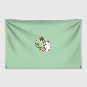 Флаг-баннер с принтом моланг с мороженкой в Тюмени, 100% полиэстер | размер 67 х 109 см, плотность ткани — 95 г/м2; по краям флага есть четыре люверса для крепления | еда | моланг | мороженое | сладости