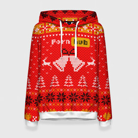 Женская толстовка 3D с принтом Pornhub рождественский свитер в Тюмени, 100% полиэстер  | двухслойный капюшон со шнурком для регулировки, мягкие манжеты на рукавах и по низу толстовки, спереди карман-кенгуру с мягким внутренним слоем. | 2021 | christmas | knit | knitted | merch | new year | sweater | ugly sweater | вязанный | вязяный | зимний | лого | логотип | мерч | новый год | олени | рождественский | рождество