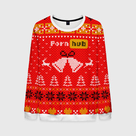 Мужской свитшот 3D с принтом Pornhub рождественский свитер в Тюмени, 100% полиэстер с мягким внутренним слоем | круглый вырез горловины, мягкая резинка на манжетах и поясе, свободная посадка по фигуре | 2021 | christmas | knit | knitted | merch | new year | sweater | ugly sweater | вязанный | вязяный | зимний | лого | логотип | мерч | новый год | олени | рождественский | рождество