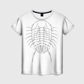 Женская футболка 3D с принтом трилобит агрессивный в Тюмени, 100% полиэфир ( синтетическое хлопкоподобное полотно) | прямой крой, круглый вырез горловины, длина до линии бедер | агрессия | доисторические животные | жуткие животные | насекомые | палеонтология | трилобиты