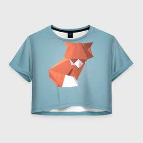 Женская футболка Crop-top 3D с принтом лиса в Тюмени, 100% полиэстер | круглая горловина, длина футболки до линии талии, рукава с отворотами | геометрия | животные | звери | лиса
