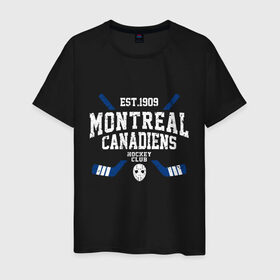 Мужская футболка хлопок с принтом Монреаль Канадиенс в Тюмени, 100% хлопок | прямой крой, круглый вырез горловины, длина до линии бедер, слегка спущенное плечо. | Тематика изображения на принте: canadiens | hockey | montreal | montreal canadiens | nhl | usa | канадиенс | монреаль | монреаль канадиенс | нхл | спорт | сша | хоккей | шайба