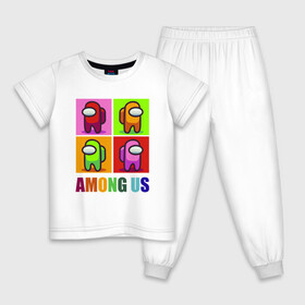 Детская пижама хлопок с принтом Among us rainbow в Тюмени, 100% хлопок |  брюки и футболка прямого кроя, без карманов, на брюках мягкая резинка на поясе и по низу штанин
 | Тематика изображения на принте: among | us | амонг ас | нас | среди
