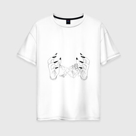 Женская футболка хлопок Oversize с принтом Jujutsu Kaisen Itadori в Тюмени, 100% хлопок | свободный крой, круглый ворот, спущенный рукав, длина до линии бедер
 | hand | itadori | sukuna | итадори | магическая битва | руки | сукуна