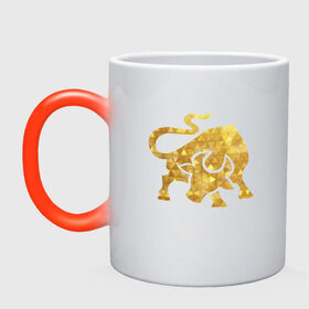 Кружка хамелеон с принтом Золотой Телец Год Быка в Тюмени, керамика | меняет цвет при нагревании, емкость 330 мл | 