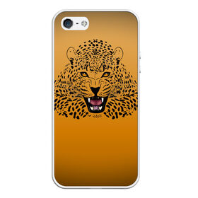 Чехол для iPhone 5/5S матовый с принтом Леопард в Тюмени, Силикон | Область печати: задняя сторона чехла, без боковых панелей | Тематика изображения на принте: big cat | cat | leopard | кот | кошка | леопард