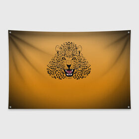 Флаг-баннер с принтом Леопард в Тюмени, 100% полиэстер | размер 67 х 109 см, плотность ткани — 95 г/м2; по краям флага есть четыре люверса для крепления | big cat | cat | leopard | кот | кошка | леопард
