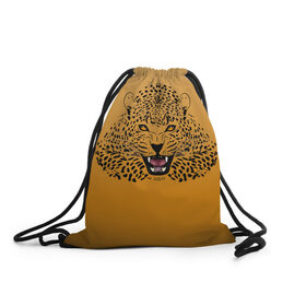 Рюкзак-мешок 3D с принтом Леопард в Тюмени, 100% полиэстер | плотность ткани — 200 г/м2, размер — 35 х 45 см; лямки — толстые шнурки, застежка на шнуровке, без карманов и подкладки | big cat | cat | leopard | кот | кошка | леопард