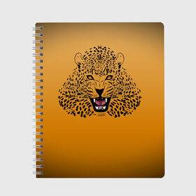 Тетрадь с принтом Леопард в Тюмени, 100% бумага | 48 листов, плотность листов — 60 г/м2, плотность картонной обложки — 250 г/м2. Листы скреплены сбоку удобной пружинной спиралью. Уголки страниц и обложки скругленные. Цвет линий — светло-серый
 | big cat | cat | leopard | кот | кошка | леопард