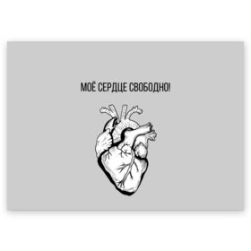 Поздравительная открытка с принтом Моё сердце свободно. в Тюмени, 100% бумага | плотность бумаги 280 г/м2, матовая, на обратной стороне линовка и место для марки
 | анатомия | вены и сосуды. | любовь | позитив | прикольные фразы | свободное сердце | сердце