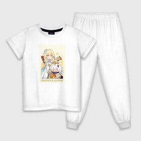 Детская пижама хлопок с принтом Genshin Impact в Тюмени, 100% хлопок |  брюки и футболка прямого кроя, без карманов, на брюках мягкая резинка на поясе и по низу штанин
 | Тематика изображения на принте: anime | genshin impact | genshin impact аниме | sucrose | wifu | аниме | вайфу | геншн импакт