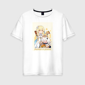 Женская футболка хлопок Oversize с принтом Genshin Impact в Тюмени, 100% хлопок | свободный крой, круглый ворот, спущенный рукав, длина до линии бедер
 | anime | genshin impact | genshin impact аниме | sucrose | wifu | аниме | вайфу | геншн импакт