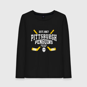 Женский лонгслив хлопок с принтом Pittsburgh Penguins в Тюмени, 100% хлопок |  | hockey | nhl | penguins | pittsburg | pittsburgh | pittsburgh penguins | usa | нхл | пингвинз | питтсбург | питтсбург пингвинз | спорт | сша | хоккей | шайба
