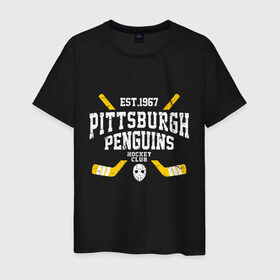 Мужская футболка хлопок с принтом Pittsburgh Penguins в Тюмени, 100% хлопок | прямой крой, круглый вырез горловины, длина до линии бедер, слегка спущенное плечо. | hockey | nhl | penguins | pittsburg | pittsburgh | pittsburgh penguins | usa | нхл | пингвинз | питтсбург | питтсбург пингвинз | спорт | сша | хоккей | шайба
