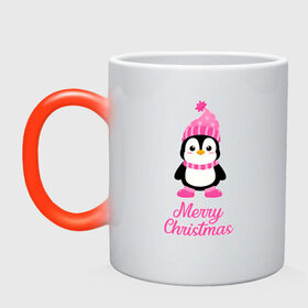 Кружка хамелеон с принтом Пингвин в Тюмени, керамика | меняет цвет при нагревании, емкость 330 мл | 2021 | merry christmas | белка | год быка | дед мороз | детская | дух  рождества | дух нового года | енот | животное | лиса | милый пингвин | новогодняя | пенгвин | пингвин | пингвиненок | пингвины | праздник