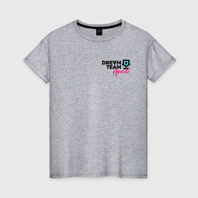 Женская футболка хлопок с принтом Dream Team logo в Тюмени, 100% хлопок | прямой крой, круглый вырез горловины, длина до линии бедер, слегка спущенное плечо | blogger | bloggers | dream team | dream team house | dreamteam | dth | tik tok | tik tok house | блогер | блогеры | тик ток | тиктокеры
