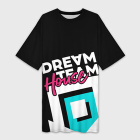 Платье-футболка 3D с принтом House в Тюмени,  |  | blogger | bloggers | dream team | dream team house | dreamteam | dth | tik tok | tik tok house | блогер | блогеры | тик ток | тиктокеры