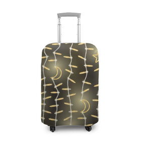 Чехол для чемодана 3D с принтом Золотая Гирлянда в Тюмени, 86% полиэфир, 14% спандекс | двустороннее нанесение принта, прорези для ручек и колес | 