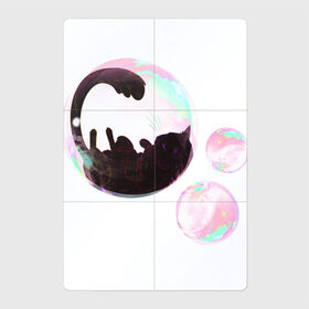 Магнитный плакат 2Х3 с принтом Котик в пузыре, черный в Тюмени, Полимерный материал с магнитным слоем | 6 деталей размером 9*9 см | звери | котики | коты | кошки | милый | подарок | пузырь | черный
