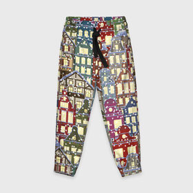 Детские брюки 3D с принтом Новогодний Город в Тюмени, 100% полиэстер | манжеты по низу, эластичный пояс регулируется шнурком, по бокам два кармана без застежек, внутренняя часть кармана из мелкой сетки | Тематика изображения на принте: 
