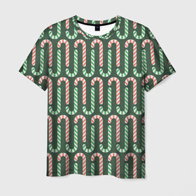 Мужская футболка 3D с принтом Christmas Candy в Тюмени, 100% полиэфир | прямой крой, круглый вырез горловины, длина до линии бедер | Тематика изображения на принте: 