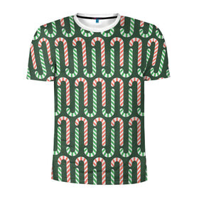 Мужская футболка 3D спортивная с принтом Christmas Candy в Тюмени, 100% полиэстер с улучшенными характеристиками | приталенный силуэт, круглая горловина, широкие плечи, сужается к линии бедра | Тематика изображения на принте: 