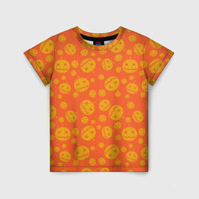 Детская футболка 3D с принтом Helloween Pumpkin - Хеллоуин в Тюмени, 100% гипоаллергенный полиэфир | прямой крой, круглый вырез горловины, длина до линии бедер, чуть спущенное плечо, ткань немного тянется | helloween | orange | pumpkin | оранжевый | тыквы | хеллоуин