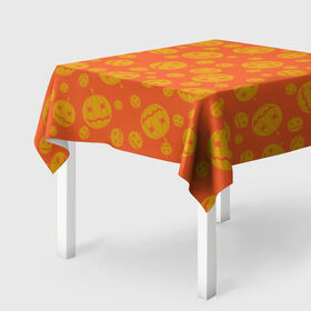 Скатерть 3D с принтом Helloween Pumpkin - Хеллоуин в Тюмени, 100% полиэстер (ткань не мнется и не растягивается) | Размер: 150*150 см | helloween | orange | pumpkin | оранжевый | тыквы | хеллоуин