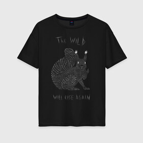 Женская футболка хлопок Oversize с принтом Белка в Тюмени, 100% хлопок | свободный крой, круглый ворот, спущенный рукав, длина до линии бедер
 | animals | wild | белка | животные | лес | природа