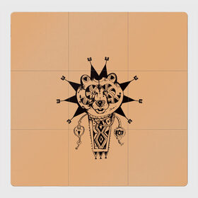 Магнитный плакат 3Х3 с принтом Медведь татем в Тюмени, Полимерный материал с магнитным слоем | 9 деталей размером 9*9 см | Тематика изображения на принте: амулет | знак | медведь | символика | талисман | татем | татуировки. | язычество