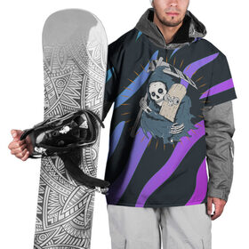 Накидка на куртку 3D с принтом Skate or die в Тюмени, 100% полиэстер |  | skate | style | дизайнерское | для скейтеров | коса | скейт | скейтерское | скелет | стильное | хипстерское | череп | черепа