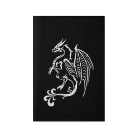 Обложка для паспорта матовая кожа с принтом Дракон тату в Тюмени, натуральная матовая кожа | размер 19,3 х 13,7 см; прозрачные пластиковые крепления | белое на чёрном | восток | дракон | драконы | мифические существа | татуировка дракон | татуировки | узоры