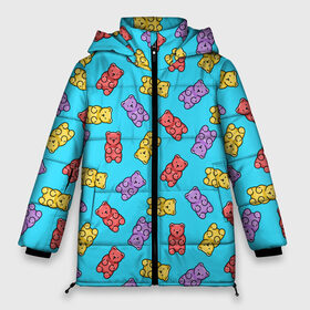 Женская зимняя куртка 3D с принтом Мармеладные мишки в Тюмени, верх — 100% полиэстер; подкладка — 100% полиэстер; утеплитель — 100% полиэстер | длина ниже бедра, силуэт Оверсайз. Есть воротник-стойка, отстегивающийся капюшон и ветрозащитная планка. 

Боковые карманы с листочкой на кнопках и внутренний карман на молнии | 14 февраля | bears | jelly | валентин | день святого валентина | игрушки | мармелад | медведи | медвежата | милый | мимими | мишка | мишки | подарки | подарок | подарок девушке | подарок дочке | подарок парню