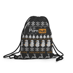 Рюкзак-мешок 3D с принтом Christmas PornHub в Тюмени, 100% полиэстер | плотность ткани — 200 г/м2, размер — 35 х 45 см; лямки — толстые шнурки, застежка на шнуровке, без карманов и подкладки | Тематика изображения на принте: 