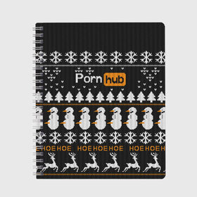 Тетрадь с принтом Christmas PornHub в Тюмени, 100% бумага | 48 листов, плотность листов — 60 г/м2, плотность картонной обложки — 250 г/м2. Листы скреплены сбоку удобной пружинной спиралью. Уголки страниц и обложки скругленные. Цвет линий — светло-серый
 | 