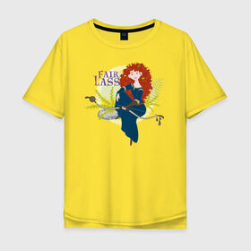 Мужская футболка хлопок Oversize с принтом Fair Lass в Тюмени, 100% хлопок | свободный крой, круглый ворот, “спинка” длиннее передней части | brave | merida | pixar | vdzabma | мерида | пиксар | храбрая | храбрая сердцем