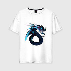 Женская футболка хлопок Oversize с принтом Морской левиафан в Тюмени, 100% хлопок | свободный крой, круглый ворот, спущенный рукав, длина до линии бедер
 | арт | глубина | дракон | дракон глубин | инопланетянин | левиафан | рисунок | синий