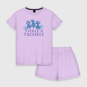 Женская пижама с шортиками хлопок с принтом Threes Trouble в Тюмени, 100% хлопок | футболка прямого кроя, шорты свободные с широкой мягкой резинкой | brave | merida | pixar | vdzabma | мерида | пиксар | храбрая | храбрая сердцем