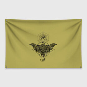 Флаг-баннер с принтом Скат тату в Тюмени, 100% полиэстер | размер 67 х 109 см, плотность ткани — 95 г/м2; по краям флага есть четыре люверса для крепления | глаза | знаки | морские обитатели | око фараона | символы | татуировки | узоры. | электрический скат
