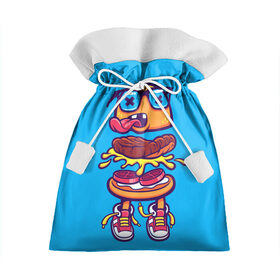 Подарочный 3D мешок с принтом Чудик в Тюмени, 100% полиэстер | Размер: 29*39 см | Тематика изображения на принте: xxx | гамбургер | кроссовки | очки | фастфуд | чувачек | чудик