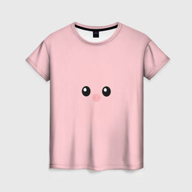 Женская футболка 3D с принтом хрюшка в Тюмени, 100% полиэфир ( синтетическое хлопкоподобное полотно) | прямой крой, круглый вырез горловины, длина до линии бедер | животные | красота | милаха | свинка