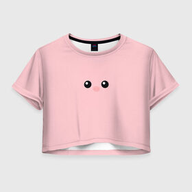 Женская футболка Crop-top 3D с принтом хрюшка в Тюмени, 100% полиэстер | круглая горловина, длина футболки до линии талии, рукава с отворотами | животные | красота | милаха | свинка