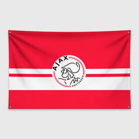 Флаг-баннер с принтом AJAX AMSTERDAM в Тюмени, 100% полиэстер | размер 67 х 109 см, плотность ткани — 95 г/м2; по краям флага есть четыре люверса для крепления | ajax | amsterdam | football | holland | red | sport | team | white | амстердам | аякс | гол | голландия | красный | логотип | мяч | нидерланды | полосы | спорт | футбол