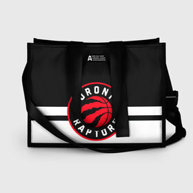 Сумка-шоппер 3D с принтом TORONTO RAPTORS в Тюмени, 100% полиэстер | застегивается на металлическую кнопку; внутренний карман застегивается на молнию. Стенки укреплены специальным мягким материалом, чтобы защитить содержимое от несильных ударов
 | basketball | canada | logo | nba | raptors | sport | team | toronto | usa | баскетбол | канада | логотип | мяч | нба | полосы | рэпторс | спорт | сша | торонто | черный