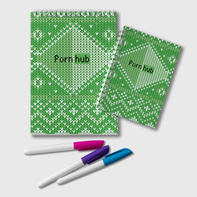 Блокнот с принтом PornHub в Тюмени, 100% бумага | 48 листов, плотность листов — 60 г/м2, плотность картонной обложки — 250 г/м2. Листы скреплены удобной пружинной спиралью. Цвет линий — светло-серый
 | Тематика изображения на принте: cool | fashion | green | hype | pattern | rdmerryhab | зеленый | круто | мода | узор | хайп